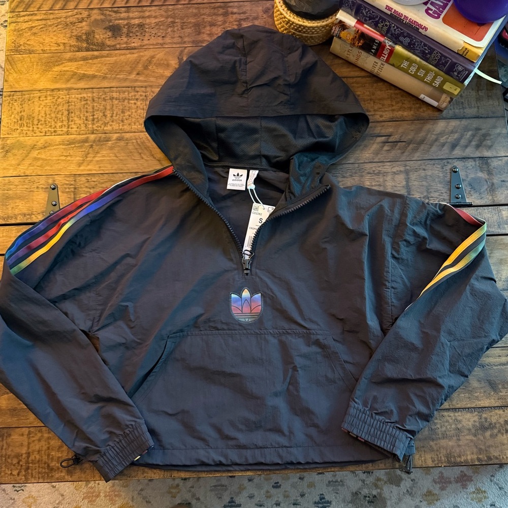 NWT Sz S Adidas Women’s Cropped Pride Rainbow Windbreaker Athletics Sporty
